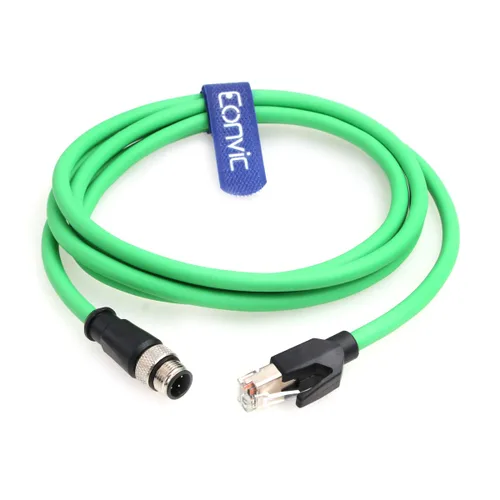 Vista 13 de Cable de red para cámara industrial Cognex de 4 pines M12 de 4 pines a RJ45, cables blindados CAT5e (azul, 1M)