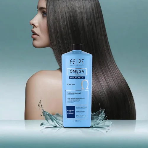 Vista 2 de Felps Professional Omega Sensitive - Nanoplastia única de sellado térmico, queratina brasileña, tratamiento alisador y alisador del cabello, sin