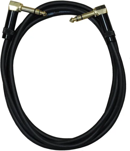 Vista 2 de Audio2000'S E25112X2 - Paquete de dos cables TRS chapados en oro de 1/4 de pulgada en ángulo recto a chapado en oro de 1/4 pulgadas TRS en ángulo