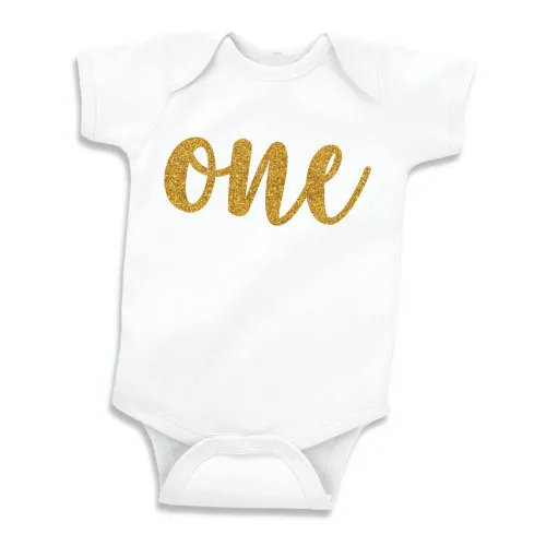 Vista 3 de Traje de primer cumpleaños para niña con camiseta de cumpleaños de un año (rosa brillante, 6-12 meses), Rosa (Glitter Pink)