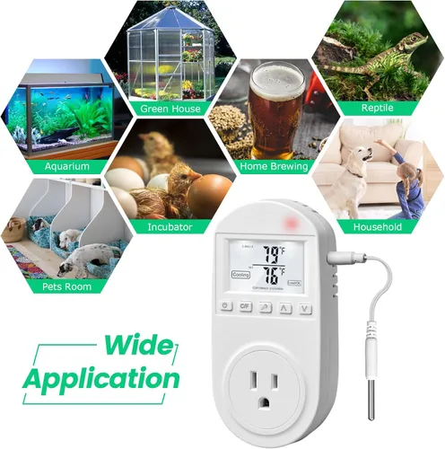 Vista 7 de briidea - Toma de temperatura controlada, salida de termostato compatible con aire acondicionado de ventana, calentadores de espacio, ventiladores
