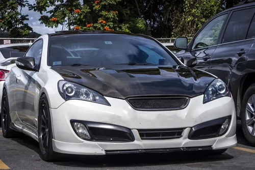 Vista 8 de Parrilla de malla de parachoques delantero para Hyundai Genesis Coupe 2008-2012 fibra de carbono negra