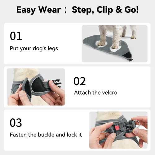 Vista 26 de Joytale Arnés para Perros Pequeños, Chaleco de Malla Transpirable Step-in, Arneses Acolchados Suaves Reflectantes para Gatos y Perros Cachorros