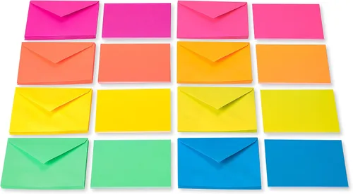 Vista 2 de American Greetings tarjetas en blanco de un solo panel con sobres, color arcoíris neón (100 unidades)
