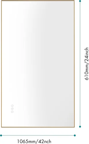 Vista 9 de Espejo LED de tocador de baño de 42 x 24 pulgadas con luz trasera, montaje en pared, memoria antivaho grande, ajustable