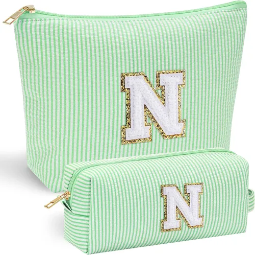 Vista 79 de YOOLIFE Regalos del Día de la Madre para Mujeres, Bolsa de Maquillaje con Iniciales, Bolsa de Maquillaje para Viaje, Bolsa de Maquillaje Negro