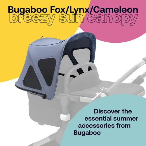 Vista 2 de Bugaboo Toldo Breezy con paneles de ventilación y mosquitera integrada, compatible con cochecitos Fox, Cangaroo, Cameleon 3 y Lynx, tela UPF 50+