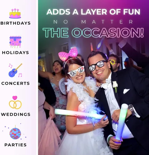 Vista 5 de Paquete de 100 - Varillas de espuma LED multicolor brillantes - 3 modos - 18" - Ideal para bodas y fiestas
