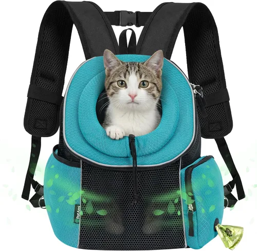 Vista 11 de PetAmi Dog Carrier Backpack, Hands Free Front Pet Carrier, 10 lbs, Black Negro