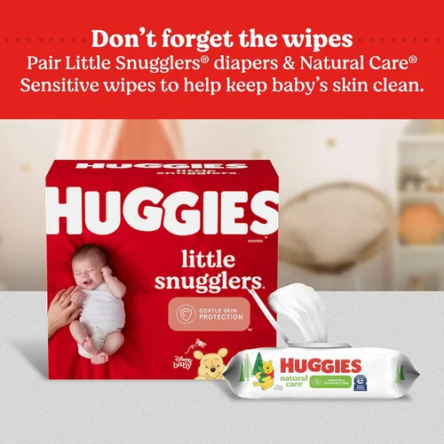 Vista 6 de Huggies Little Snugglers - Pañales para bebé, talla recién nacido (hasta 10 libras), 31 unidades, pañales para recién nacidos (paquete de 2)