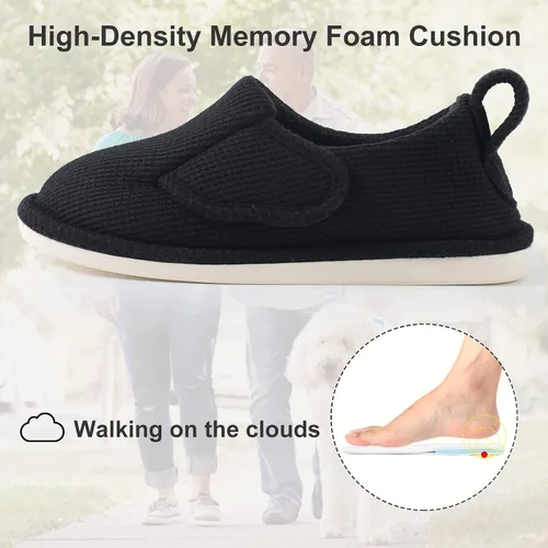 Vista 3 de IIITHREE Pantuflas de espuma viscoelástica suaves y ligeras para mujer con forro que absorbe la humedad, cierre ajustable y pantuflas de casa