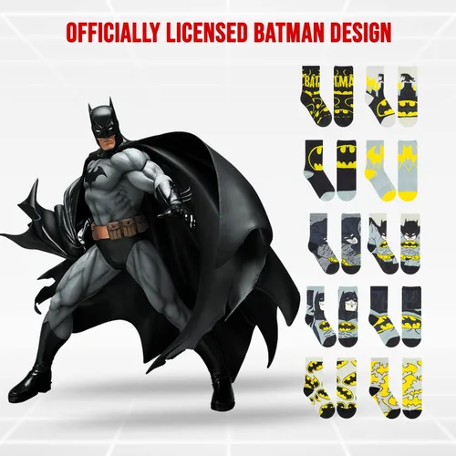 Vista 3 de DC Comics Calcetines para niños, paquete de 10 calcetines para niños, calcetines para niños pequeños con The Batman, Superman, Wonder Woman y Flash