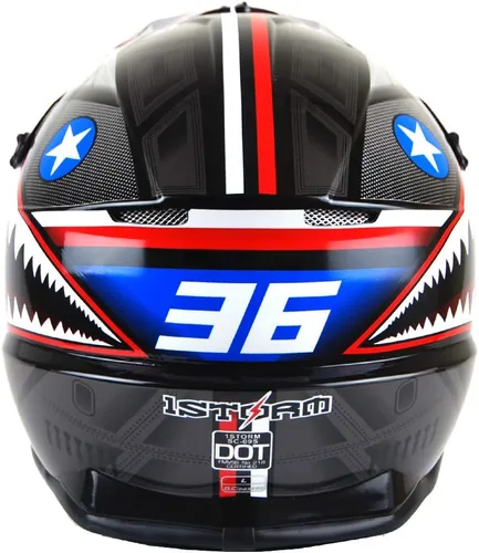 Vista 5 de 1Storm - Casco de motocross para adultos BMX MX ATV Dirt Bike Downhill Mountain Bike estilo Monster Shark Racing HKY_SC09S Negro tiburón
