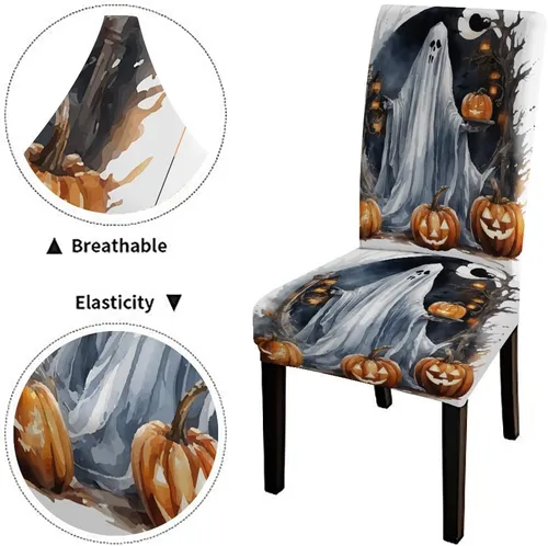 Vista 199 de CAPSCEOLL Christmas Dining Chair Covers,Snowflakes Festive Winter Pattern Stretch Chair Covers for Dining Room Set of 2 Washable Spandex Parson