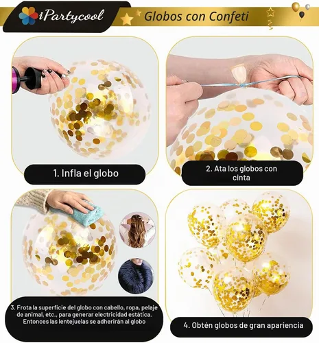 Vista 4 de iPartycool 36 decoraciones de cumpleaños, pancarta de cumpleaños, globos de papel de aluminio 3D, globos metálicos de confeti de estrella grande Oro
