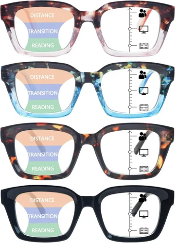 Vista 11 de Paquete de 4 lentes de lectura progresivos multienfoque para mujeres, estilo Oprah, bloqueo de luz azul, lectores de computadora