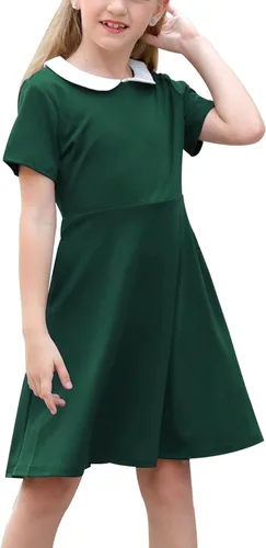 Vista 6 de GORLYA Girls Casual Vintage Peter Pan Collar Dress 4-14Y beige de puntos