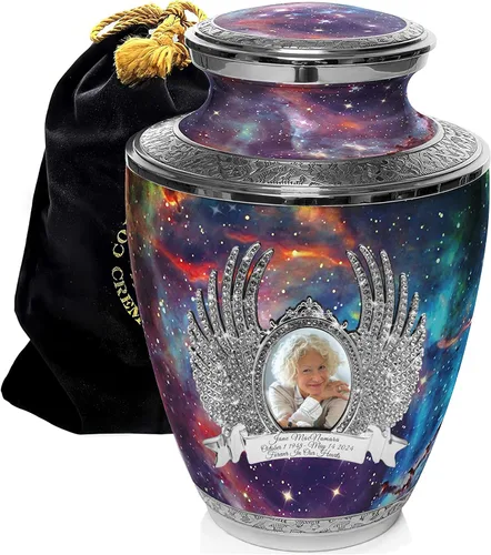 Vista 10 de Commemorative Cremation Urns Urnas de cremación personalizadas decorativas hechas a mano para mujeres (aurora boreal extragrandes)