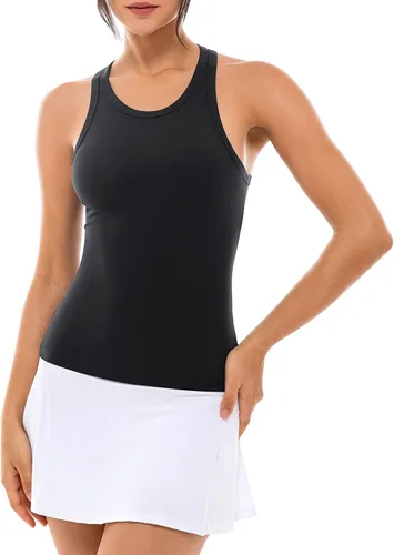 Vista 4 de Ukaste Camiseta sin mangas para mujer Studio Essential con cuello redondo y espalda cruzada para yoga