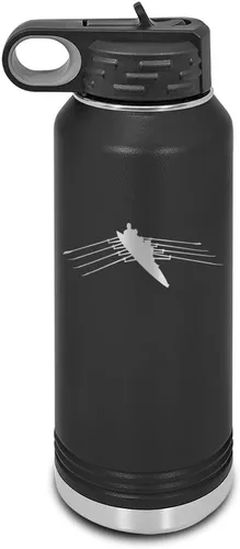 Vista 18 de Row - Botella de agua grabada con láser personalizable de acero inoxidable con pajilla, color azul marino, 32 onzas