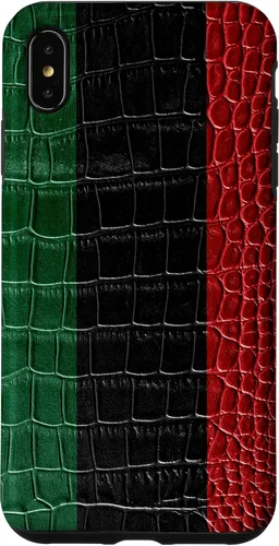 Vista 11 de iPhone 16 Pan African Flag Patriotic Crocodile Skin Print Pride Case