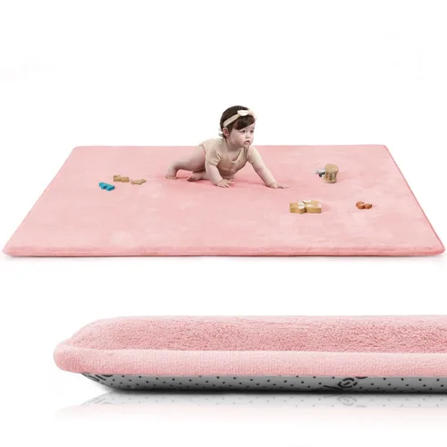 Vista 34 de Tapete de juego ultra suave para bebé, tapete redondo de espuma elástica de 1.3 pulgadas de grosor de 47 pulgadas para niños pequeños, parte trasera
