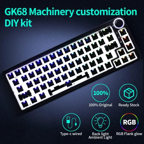 Vista 2 de La caja de conexiones programable intercambiable en caliente GK68 RGB se puede reemplazar con interruptor de kit de teclado mecánico de bricolaje