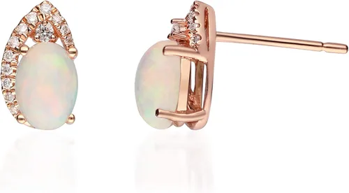 Vista 5 de Gin & Grace Pendientes de oro rosa de 14 quilates con ópalo natural (SI1) para mujer