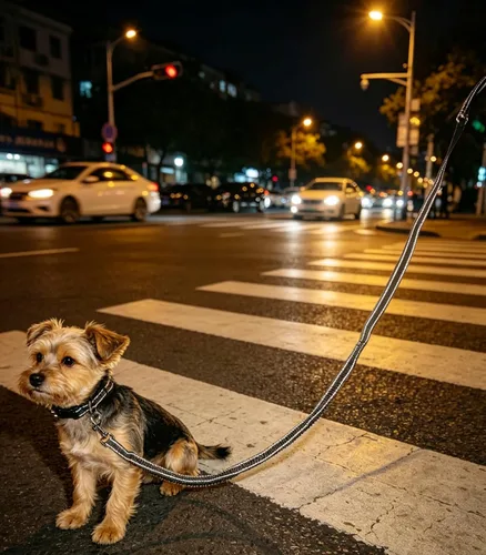 Vista 6 de Correa elástica reflectante de 5 a 7 pies, sin tirones para absorción de impactos, correa elástica de nailon para perros pequeños y medianos/gatos