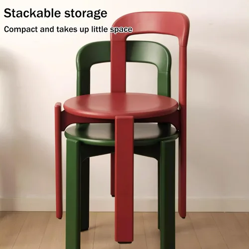 Vista 7 de Silla de comedor moderna y versátil, sillas de cocina con marco de madera apilable, silla lateral sin brazos, taburete para el hogar para habitación