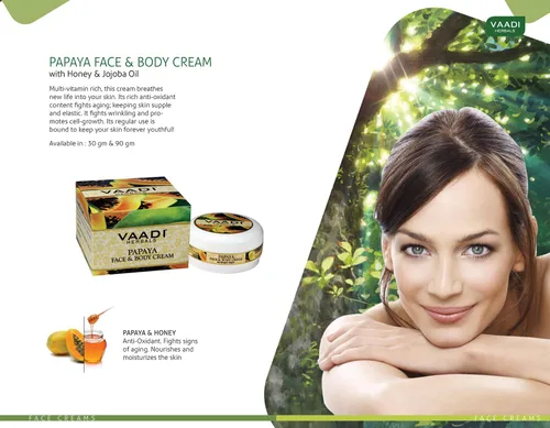 Vista 7 de Vaadi Herbals Crema hidratante facial y corporal de papaya, 10.6 onzas (paquete de 2 x 150 gm) – Producto a base de hierbas – totalmente natural