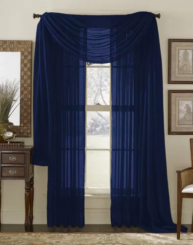 Vista 17 de Juego de 3 piezas de cortinas y cenefa Interior Trends, fina, totalmente cosida, juego de 2 cortinas y 1 cenefa a juego
