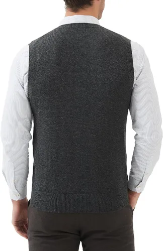 Vista 3 de Kallspin Chaleco de mezcla de lana de cachemira para hombre con cuello en V