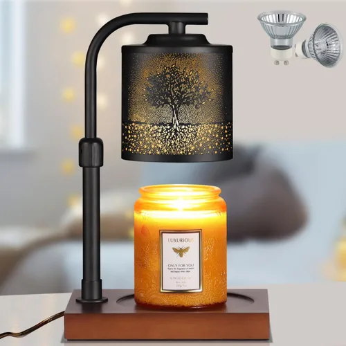 Vista 14 de Mocosa Lámpara Calentadora de Velas con Temporizador y Atenuador, Calentador Eléctrico de Cera para Velas de Tarro, Regalos de Navidad y Cumpleaños