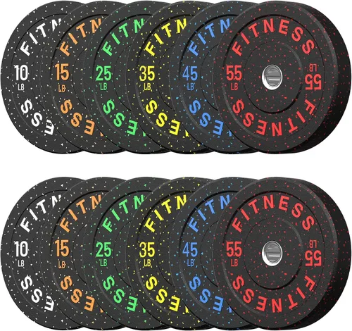 Vista 11 de HANDBODE 2-Inch High-Bounce Bumper Plates, Olympic Weight Set, 10-650 lb