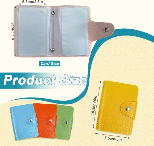 Vista 7 de Modixun 4 soportes para tarjetas de crédito, organizador de tarjetas de visita de cuero con 24 ranuras para tarjetas, protector de tarjetas