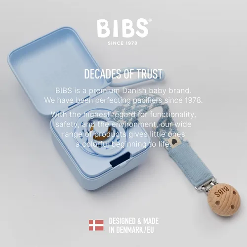 Vista 5 de Bibs Paquete de caja de chupete para bebé, coloridos chupetes y caja de chupete, kit esencial para bebés felices y padres ocupados, color azul bebé