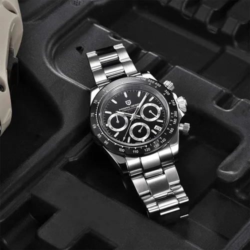 Vista 2 de RollsTimi Pagani Design Reloj para hombre multifunción Reloj deportivo para hombre Cronógrafo de cuarzo Japón VK63 Movimiento Correa de acero