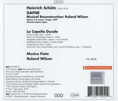 Vista 2 de Schutz Dafne La Capella Ducale Musica Fiata Roland Wilson Cpo 555494-2