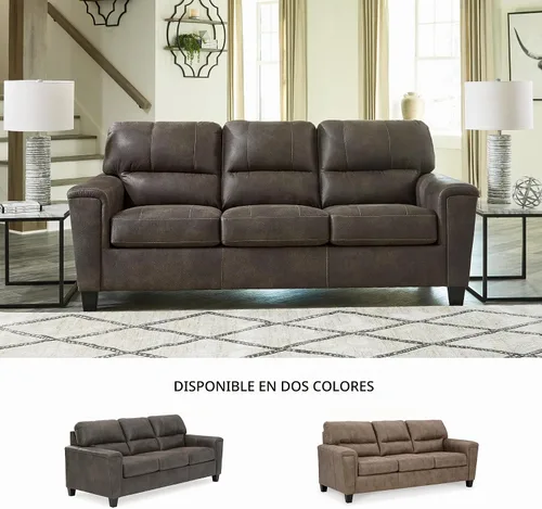 Vista 7 de Signature Design by Ashley - Sofá de 3 plazas de piel sintética Navi, color gris, 89 pulgadas de ancho