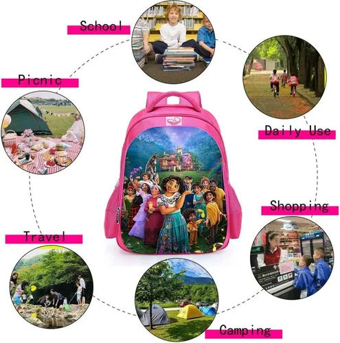 Vista 2 de BingTangHuLu Mochila escolar de dibujos animados rosa para niños, bolsa escolar de anime, bolsa de viaje de gran capacidad para niños, niñas