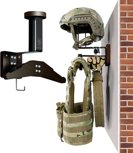 Vista 14 de OneTigris Soporte de Pared para Casco de Motocicleta, Soporte de Equipo Táctico con Soporte para Casco y Colgador de Portaplacas, Organizador