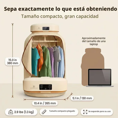 Vista 3 de Secadora de ropa portátil para lavandería - Secadora premium para apartamentos, RV, viajes - Secadora compacta, plegable con temporizador