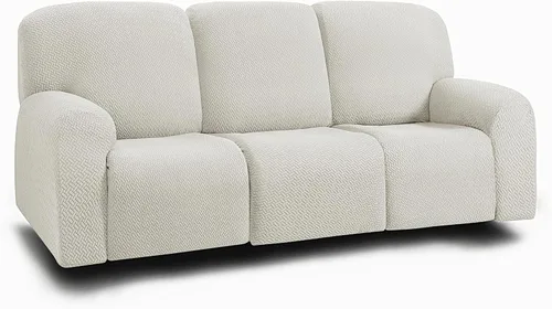 Vista 28 de ULTICOR Fundas jacquard para sofá reclinable de 8 piezas, fundas elásticas para sofá reclinable de 3 cojines, gruesas, suaves y lavables (estilo 3)