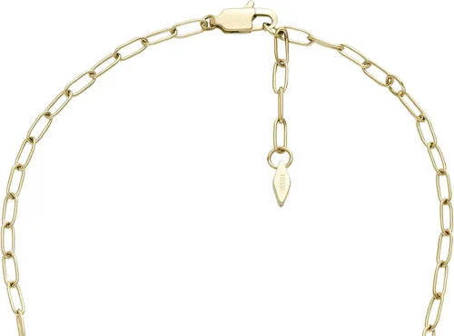 Vista 4 de Fossil Collar de cadena con dije de acero inoxidable grabado chapado para mujer