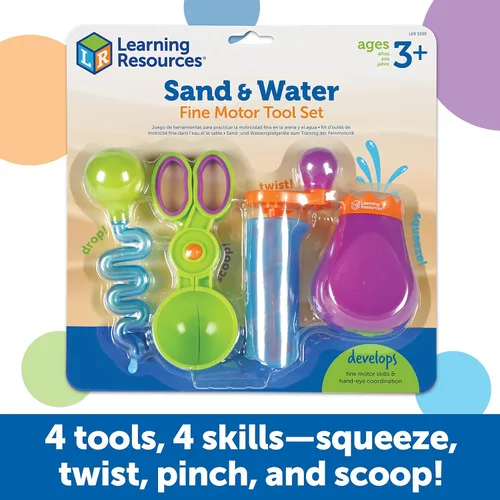 Vista 4 de Learning Resources Juego de motricidad fina de arena y agua, juguetes para ansiedad, juego de cubo de agua, herramientas de juegos esenciales