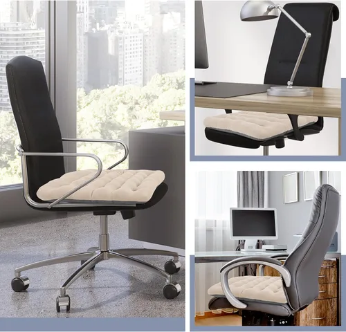 Vista 6 de BUYUE Good Support - Cojín acolchado para silla de oficina, terciopelo suave, cómodo, antideslizante, para escritorio de computadora, silla