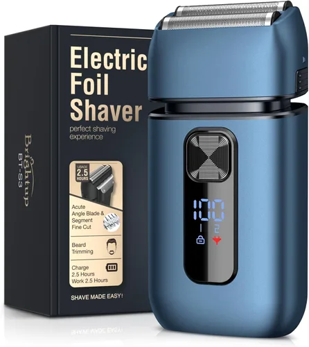 Vista 9 de Brightup - Afeitadoras eléctricas de lámina para hombres - Maquinilla de afeitar eléctrica suave y de corte cercano para hombres con recortador