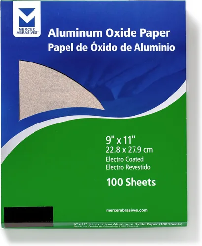 Vista 3 de Mercer Industries 202036D - Hojas de papel de óxido de aluminio de 9 x 11, grano 36D (paquete de 50)