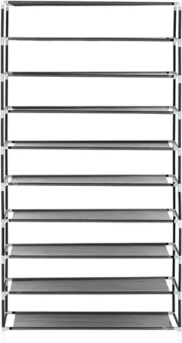 Vista 9 de BNSPLY Zapatero de tela no tejida de 10 niveles, estante grande para zapatos con cubierta a prueba de polvo, 2 bolsillos laterales organizador